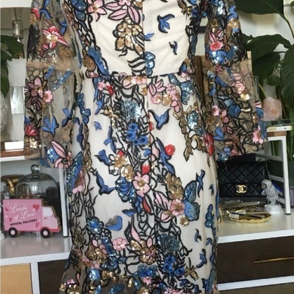 NWT Alexia AdmorMulti Sequined Embroidered Off
Shoulder Midi Dress Size 4 NWT - Picture 8 of 13